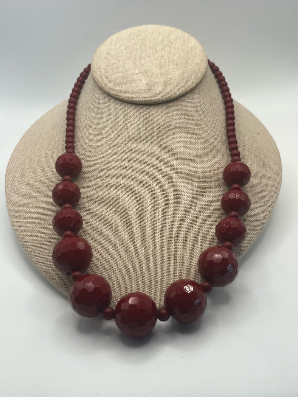 Women's Faceted Red Acrylic Bead Necklace